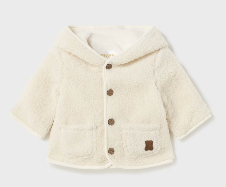 Cream Newborn Faux Wool Coat