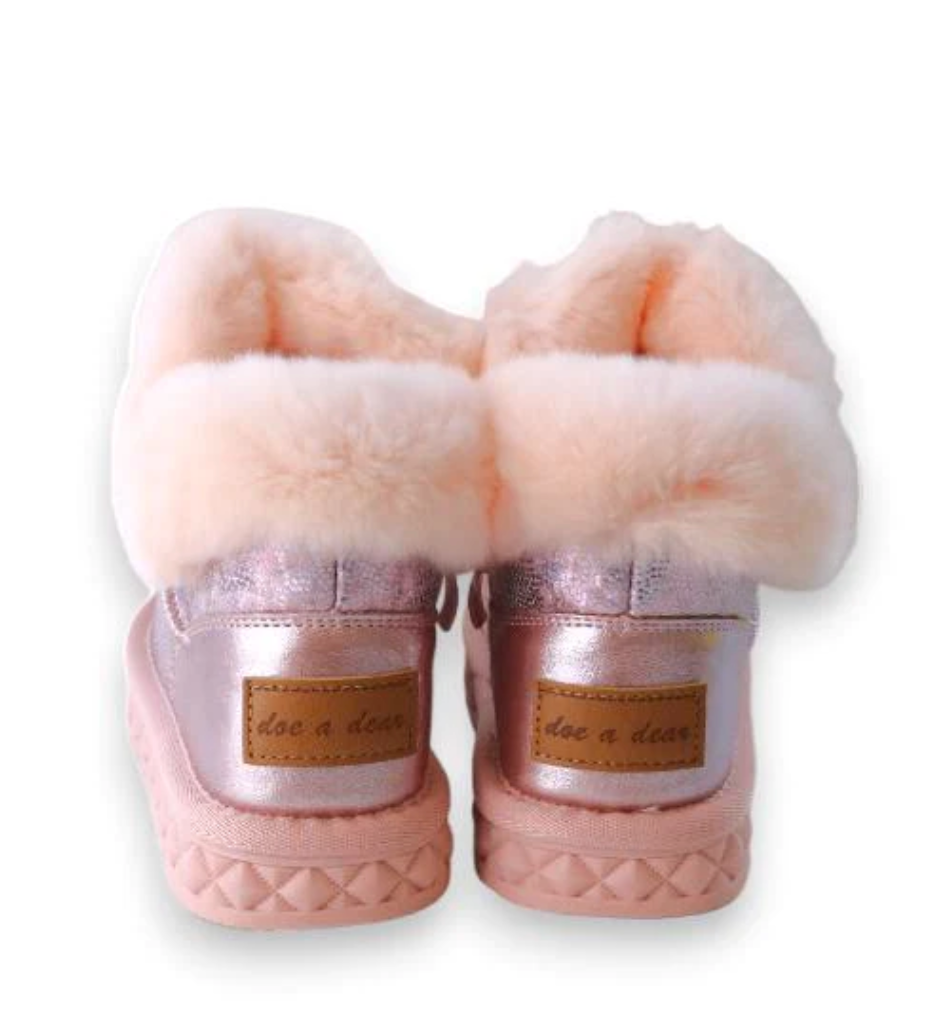 Pink Fur Trim Glitter Boot