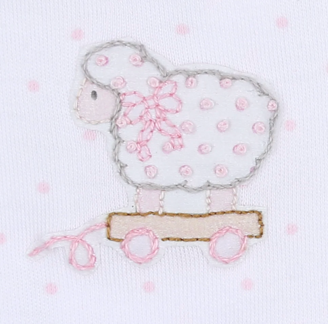 Darling Lambs Pink Embroidered Bib