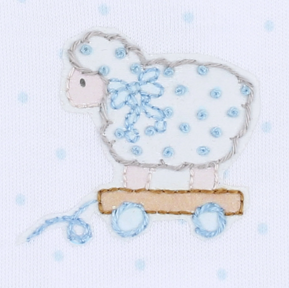 Darling Lambs Emb Blue Burp Cloth