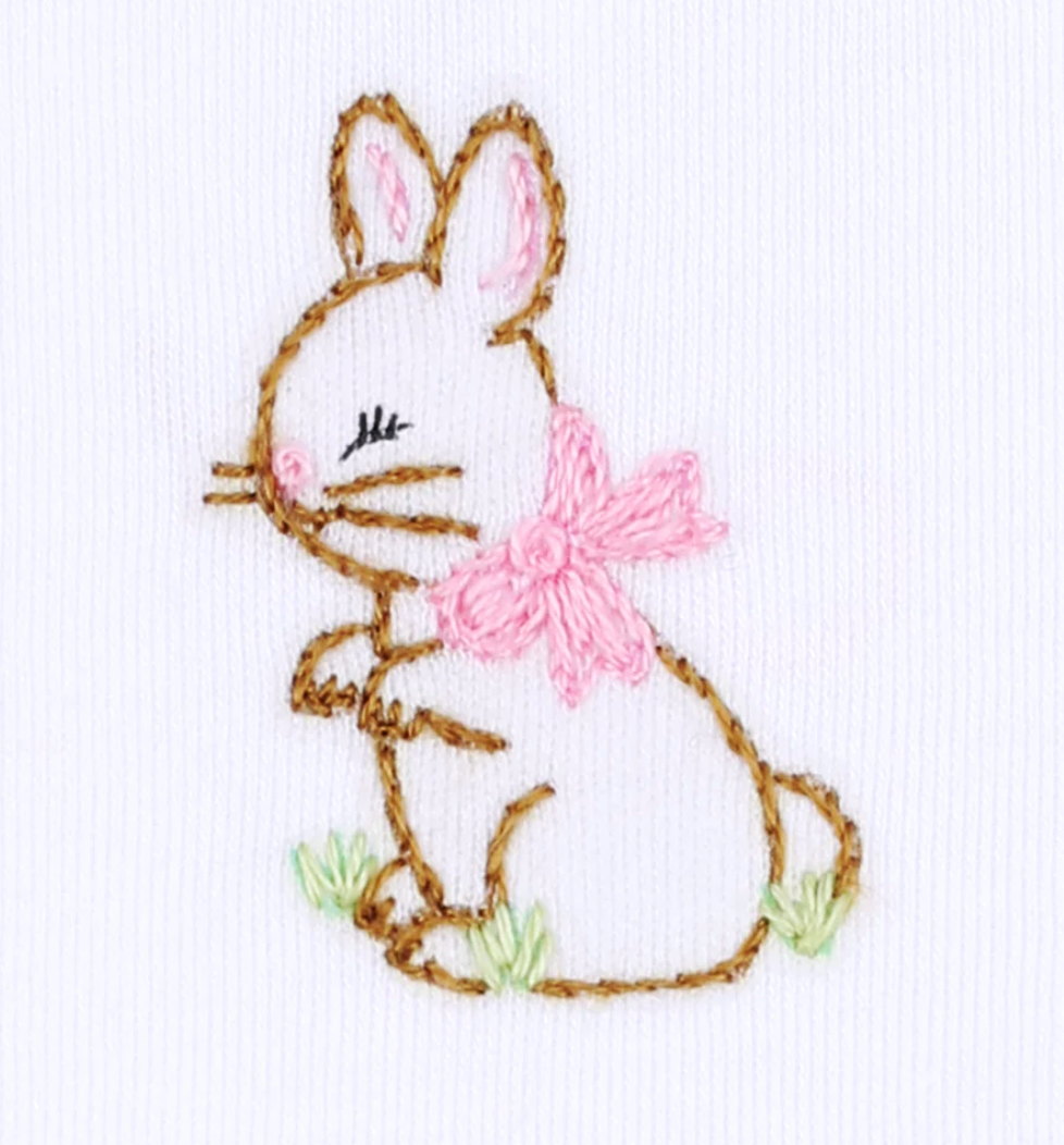 Vintage Bunny Emb Burp Cloth Pink