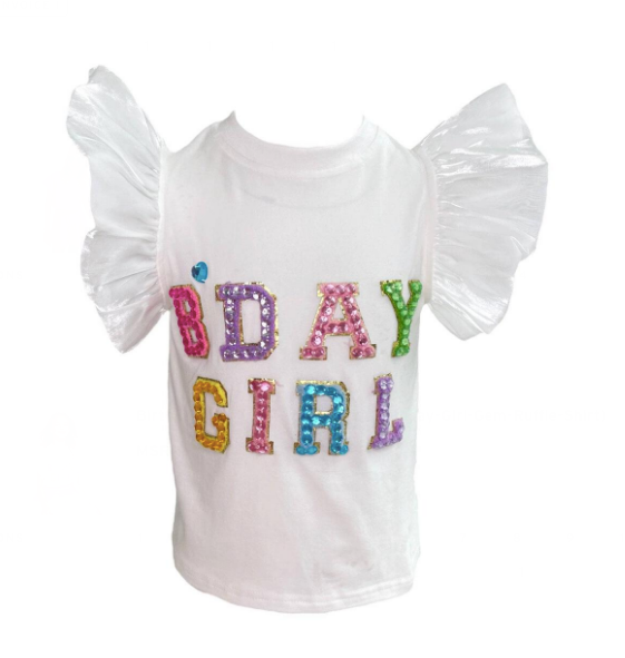 LB Birthday Girl Gem Ruffle Shirt