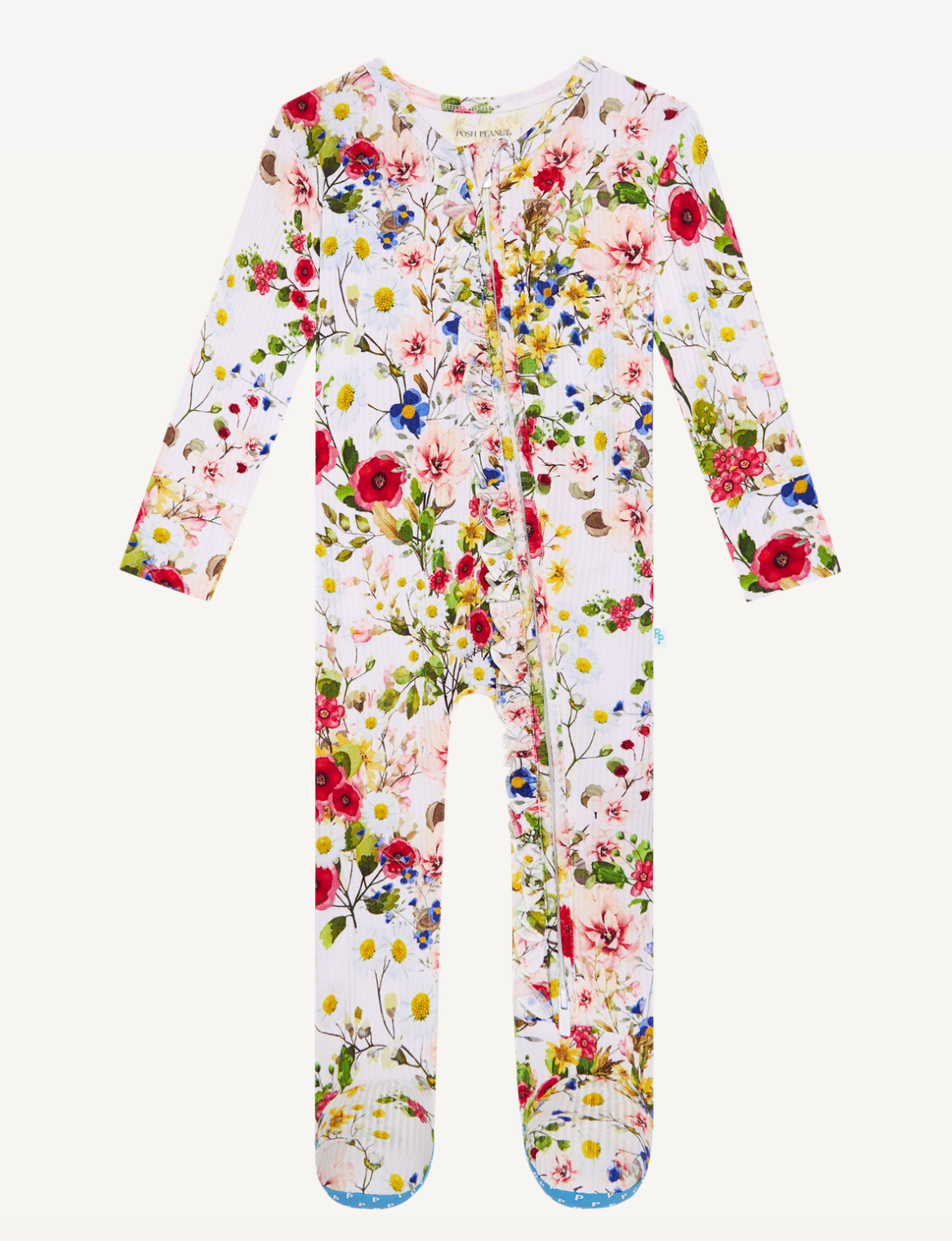 Posh Peanut Barbara Footie Ruffled Zippered One Piece