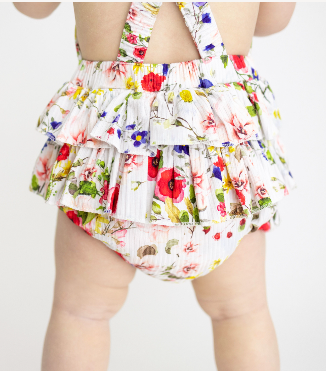 Posh Peanut Barbara Ruffled Strap Bubble Romper