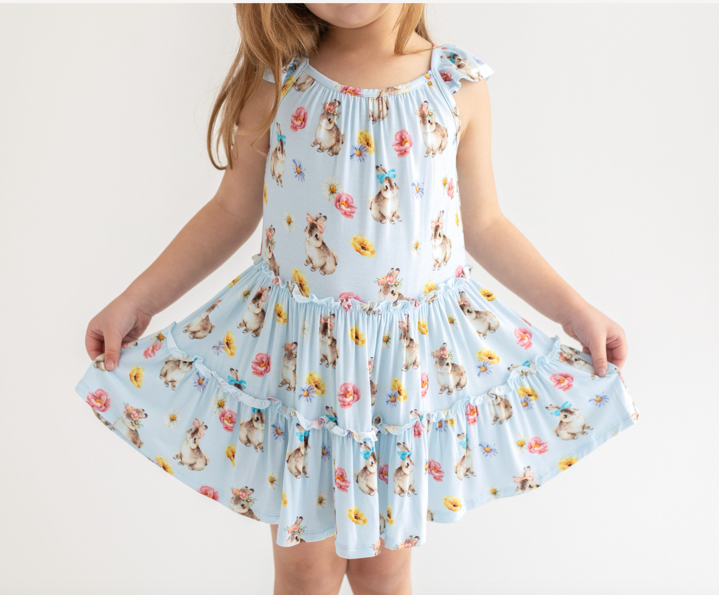 Posh Peanut Tinsley Jane Tiered Flutter Sleeve Dress