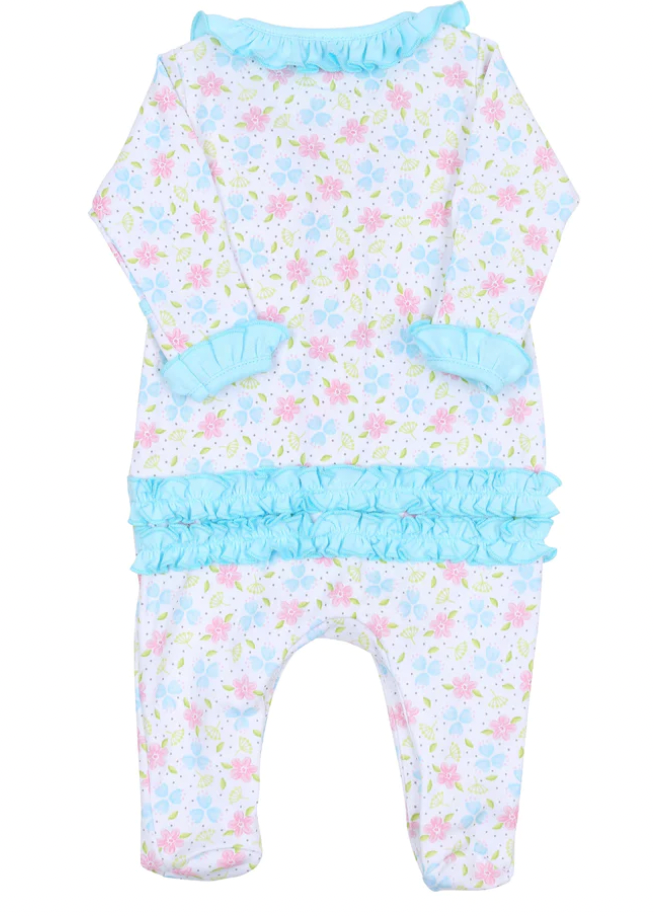 MB Natalie's Classics Printed Ruffle Zipper Footie