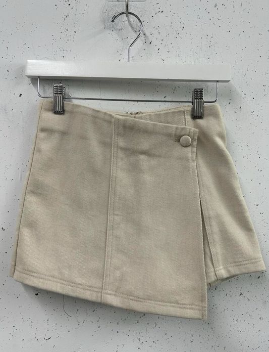 Cream Denim Wrap Skort