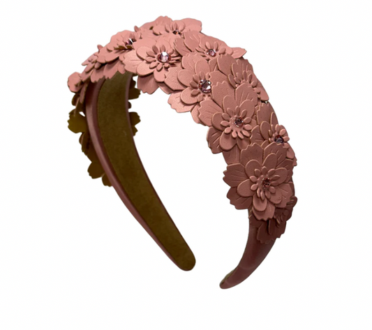 Crystalized Leather Floral Headband