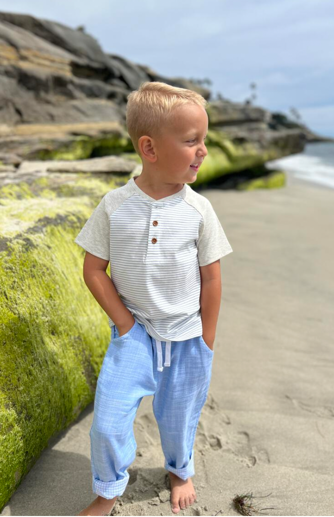 Bosun Blue Heathered Cotton Pant