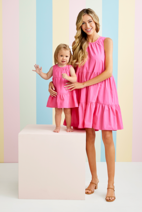 Girls' Becker Pink Bow Dress