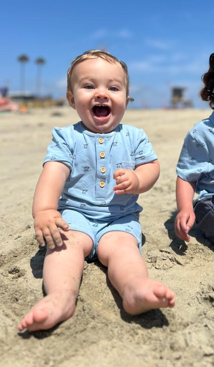 Martingale Blue Henley Henry Romper