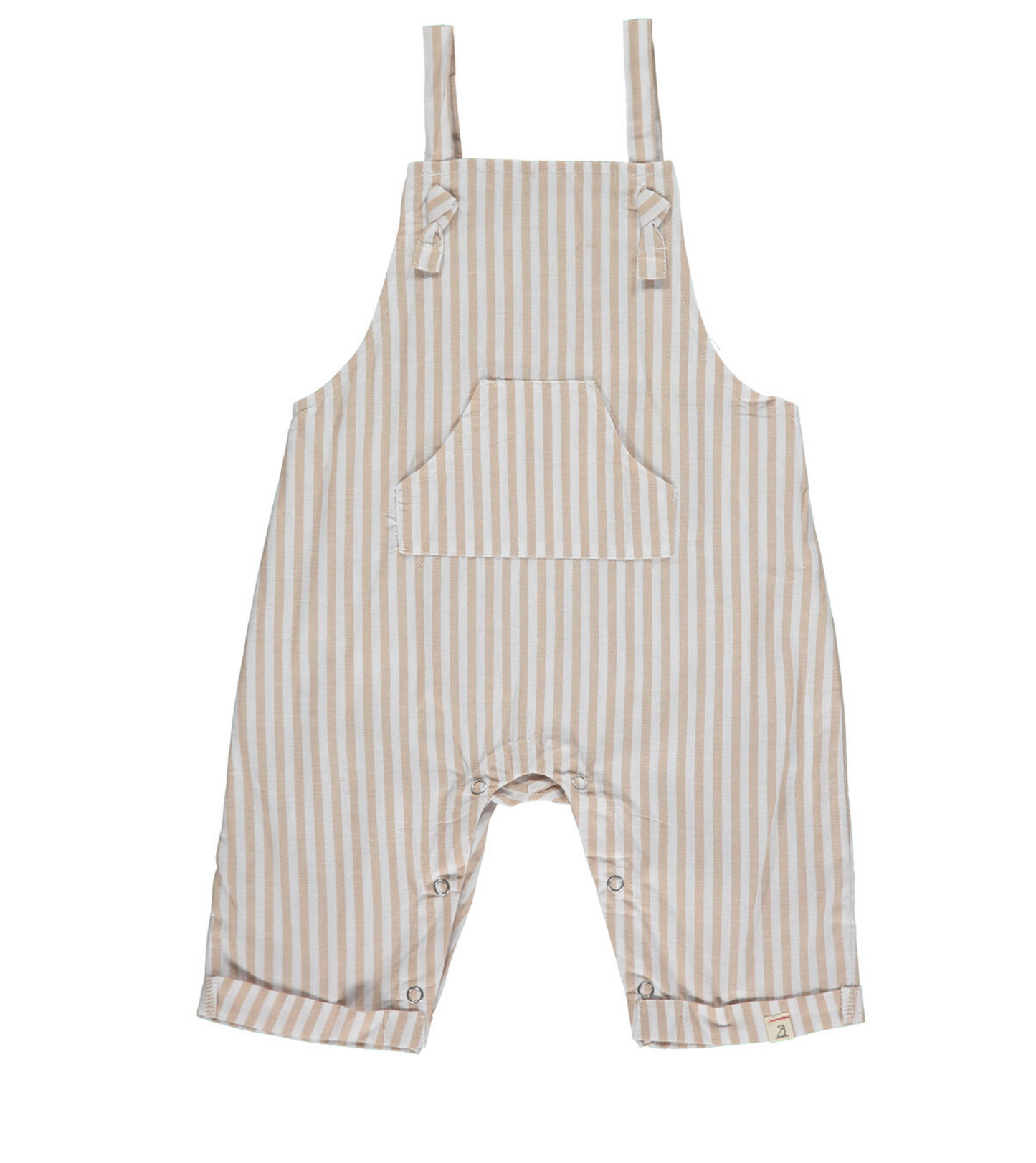 Ahoy Beige Stripe Woven Overalls