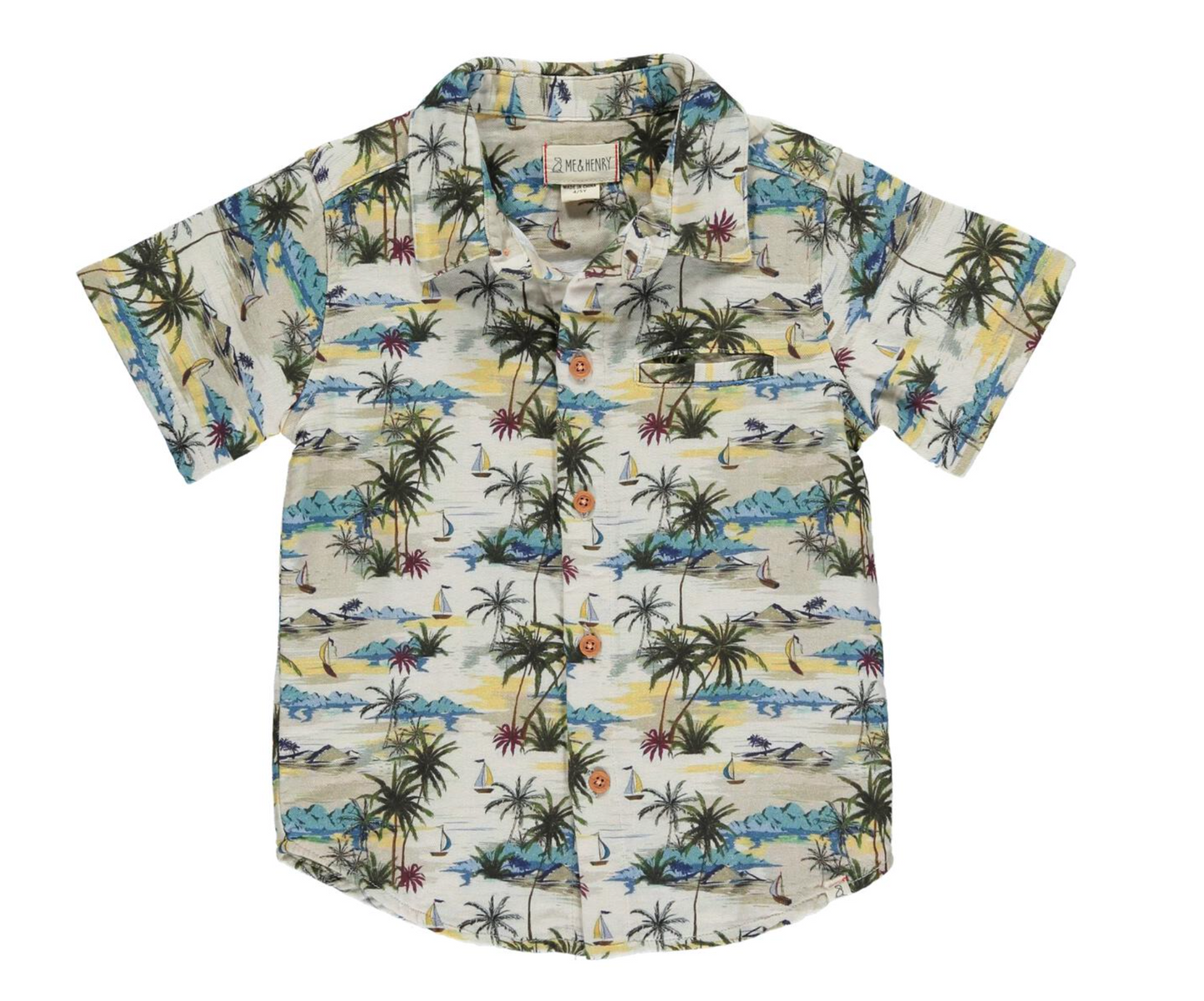 Maui Cream Hawaiian Print Woven Shirt