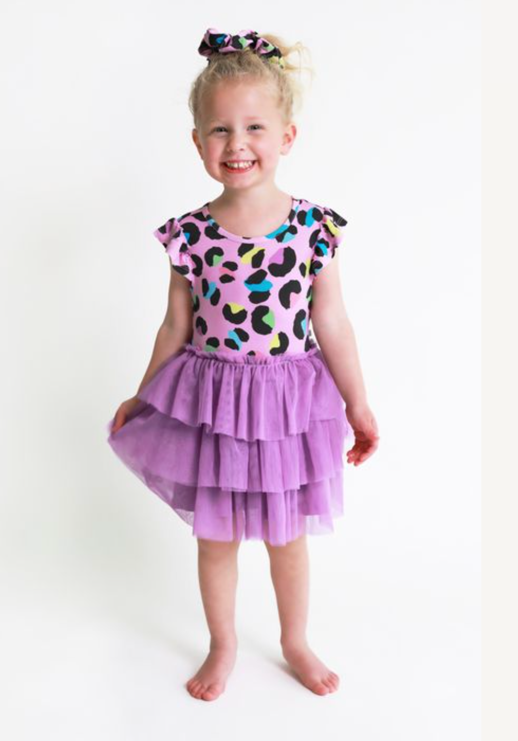 Electric Leopard Ruffled Tulle Dress