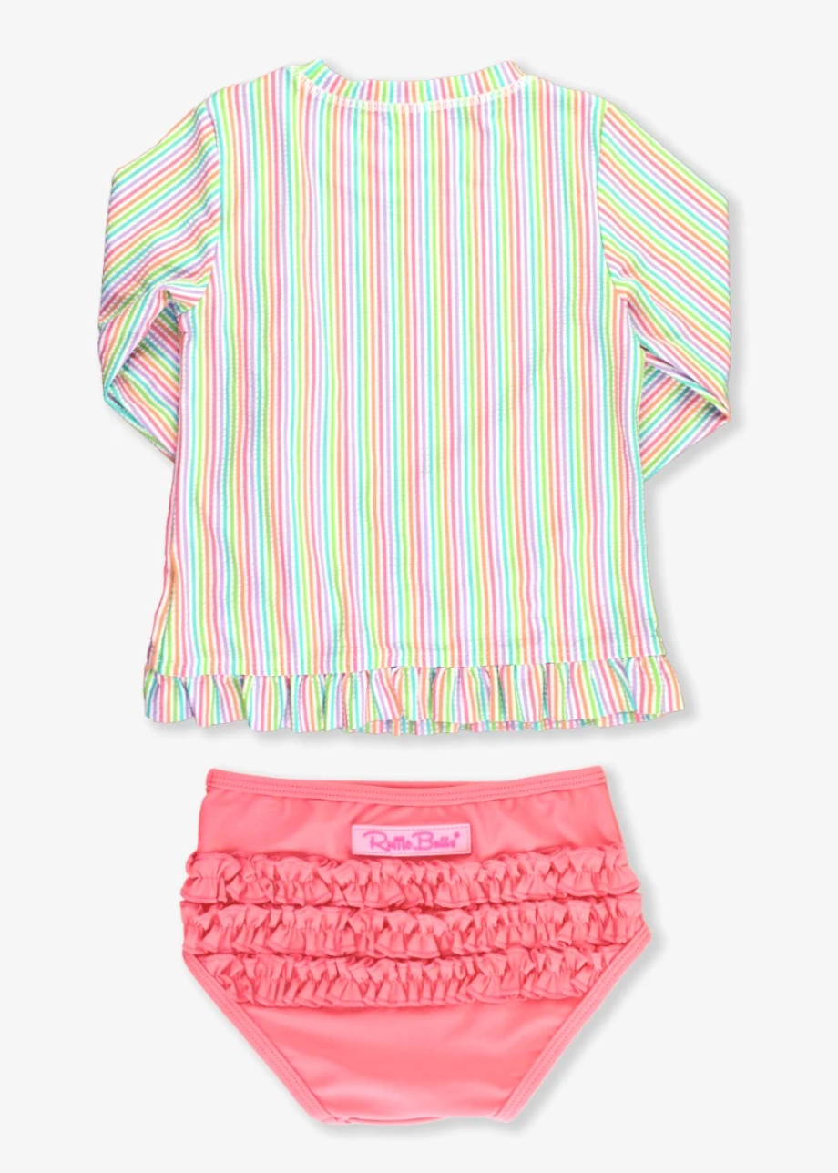 RB Rainbow Seersucker LS RashGuard 2pc Set