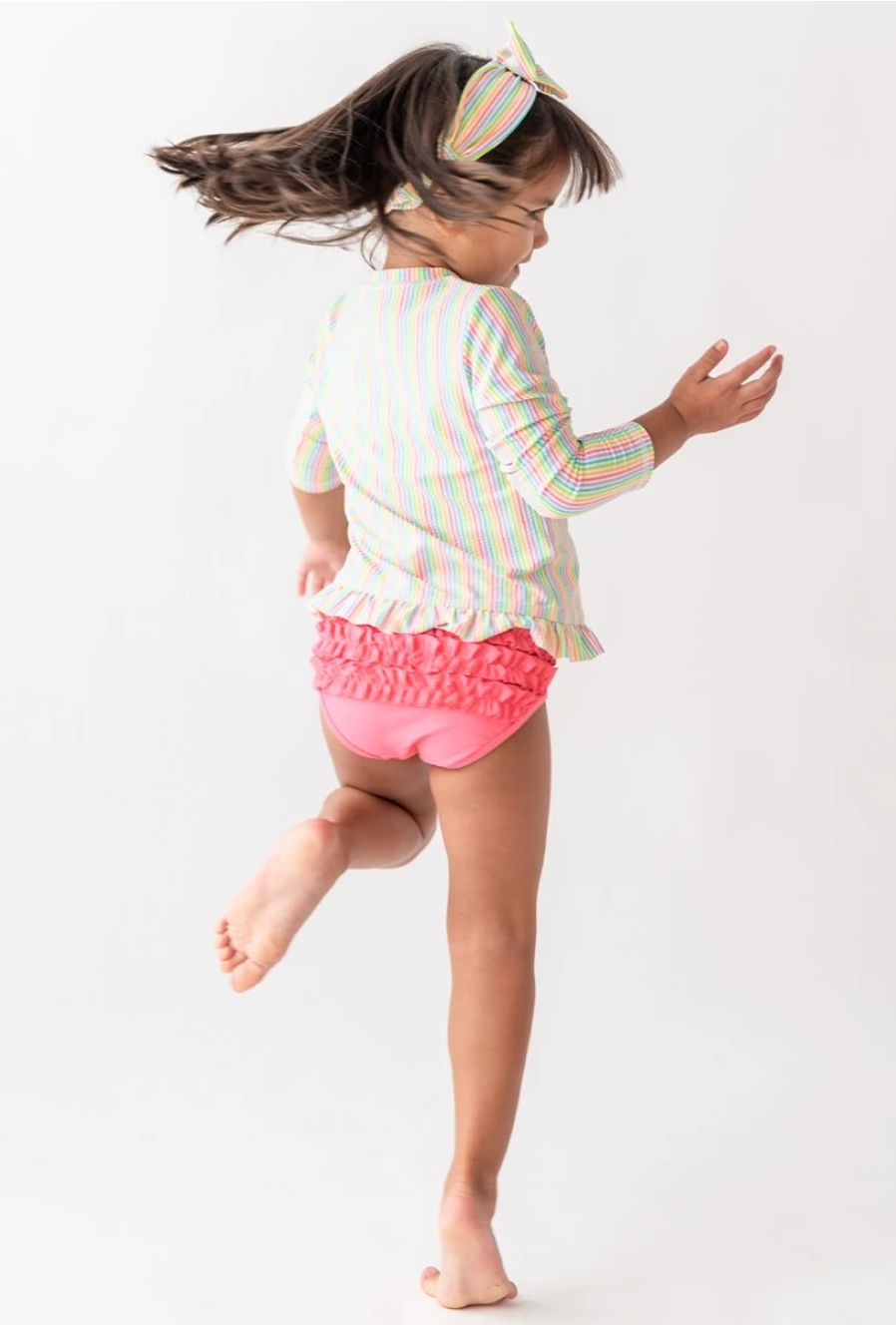 RB Rainbow Seersucker LS RashGuard 2pc Set