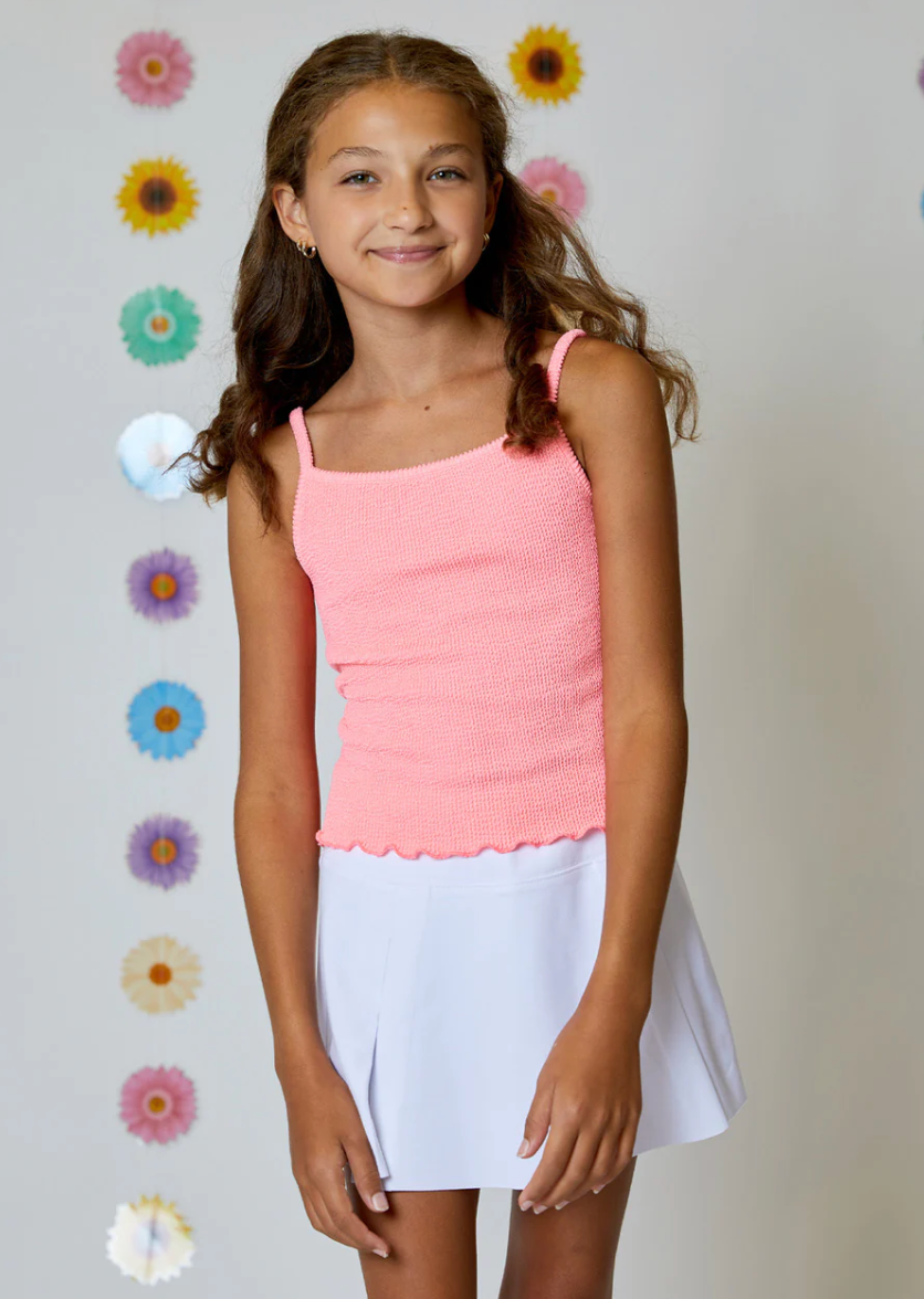 Ribbed Tank in Neon Pink