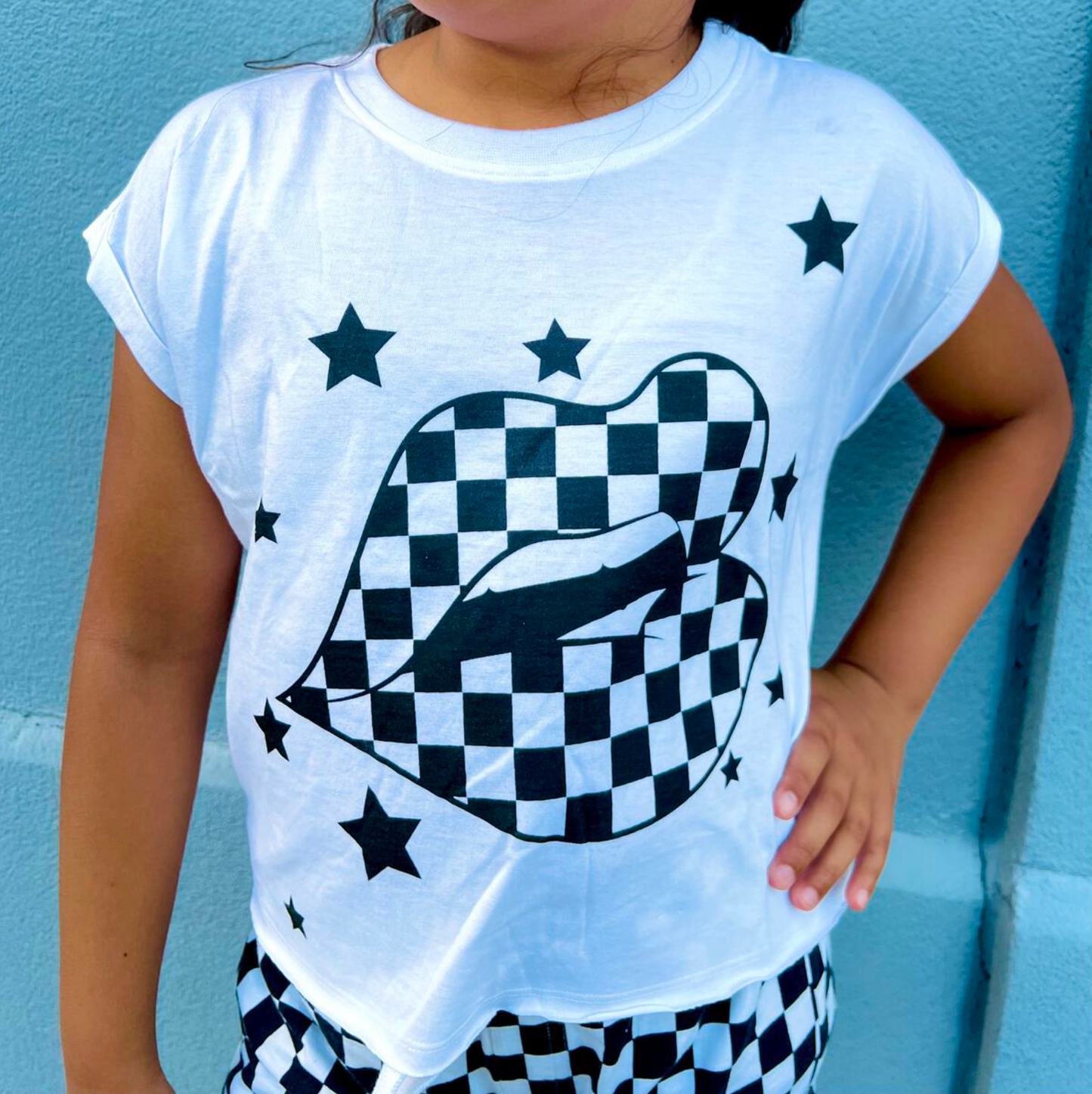 Kiss Lips w/Checkered Short Set