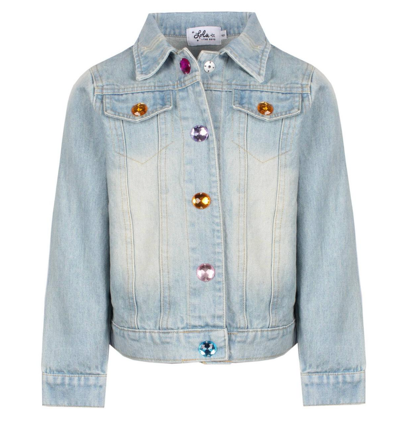 Lola & the Boys Rainbow Pearl Denim Jacket