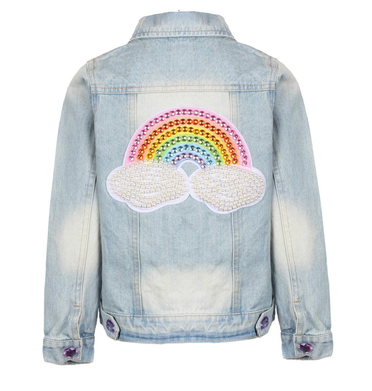 Lola & the Boys Rainbow Pearl Denim Jacket