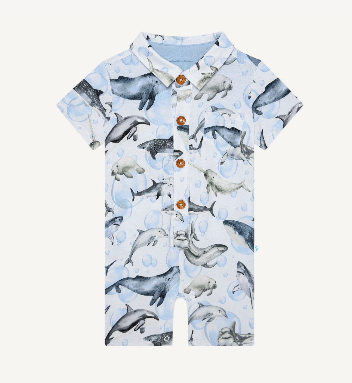 PP Sharkly Henley Romper