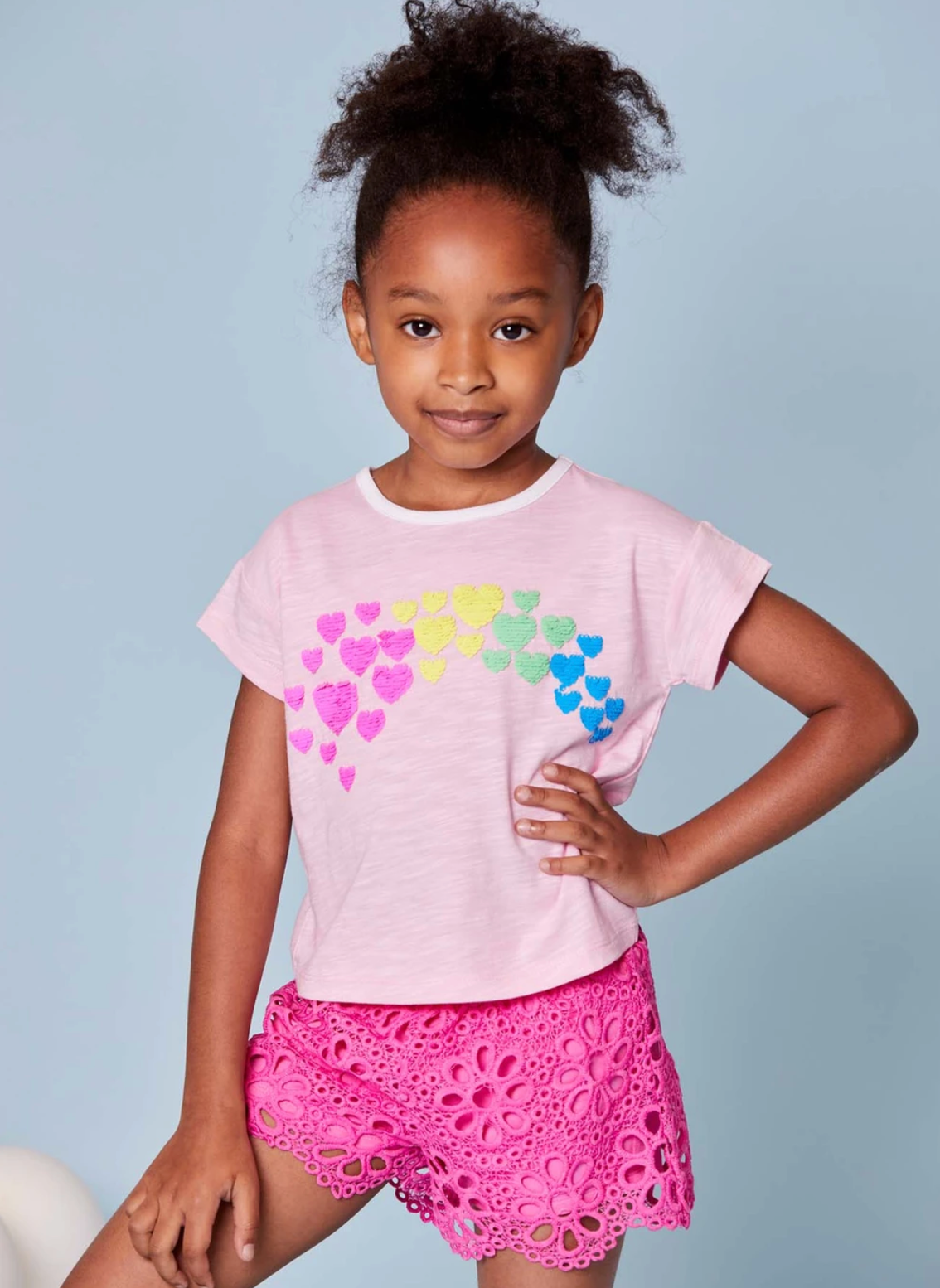 Pink Flower Crochet Shorts