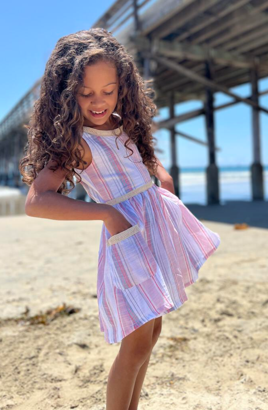 Nina Red/Pink/Navy Stripe Dress