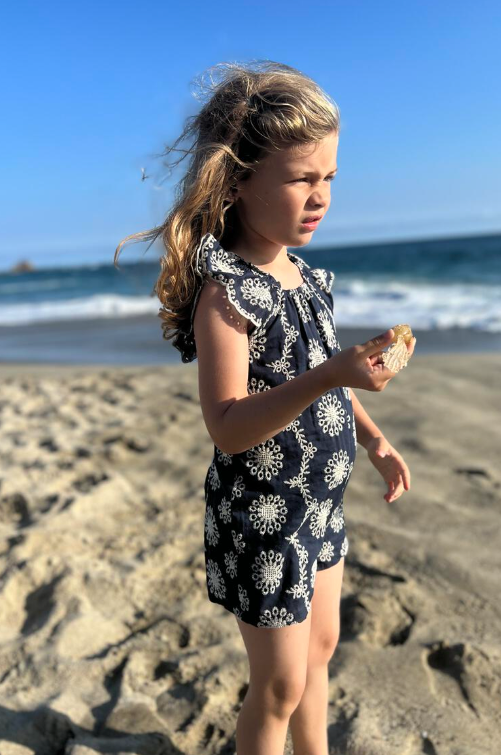 Madigan Navy Eyelet Romper