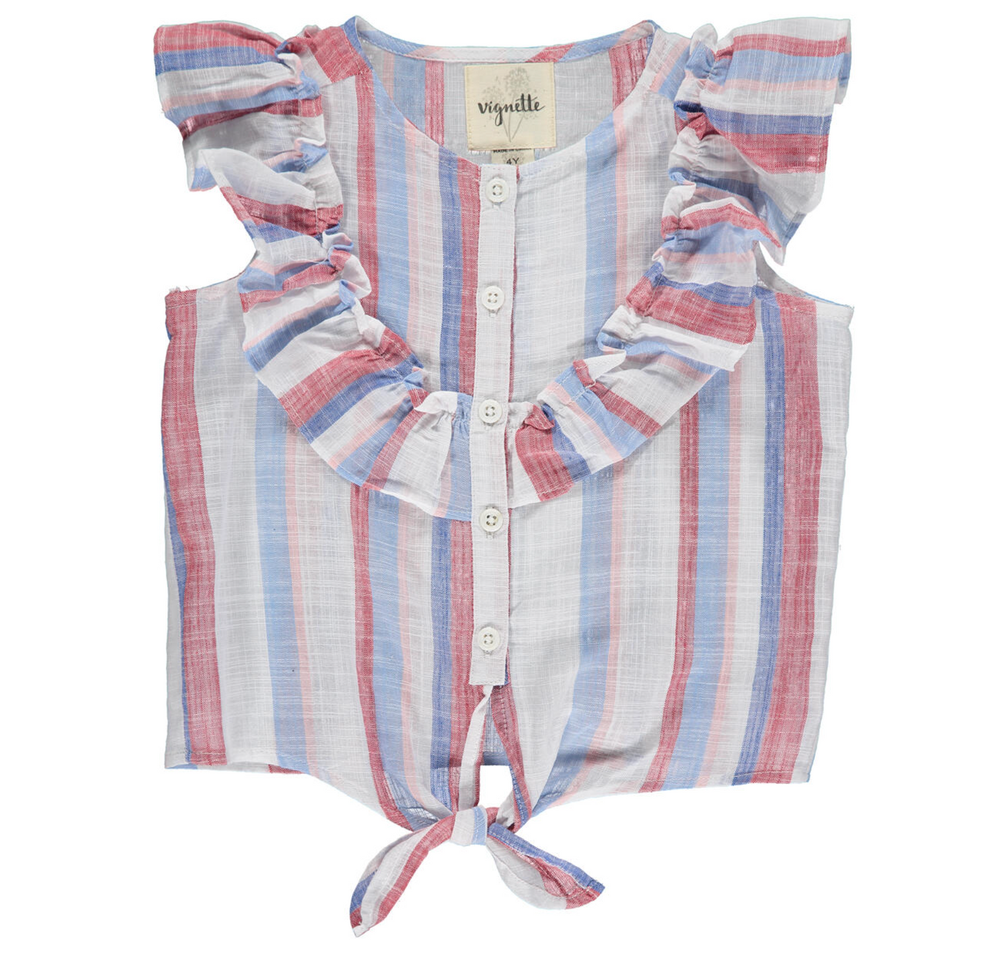Luna Blue/Red Stripe Top