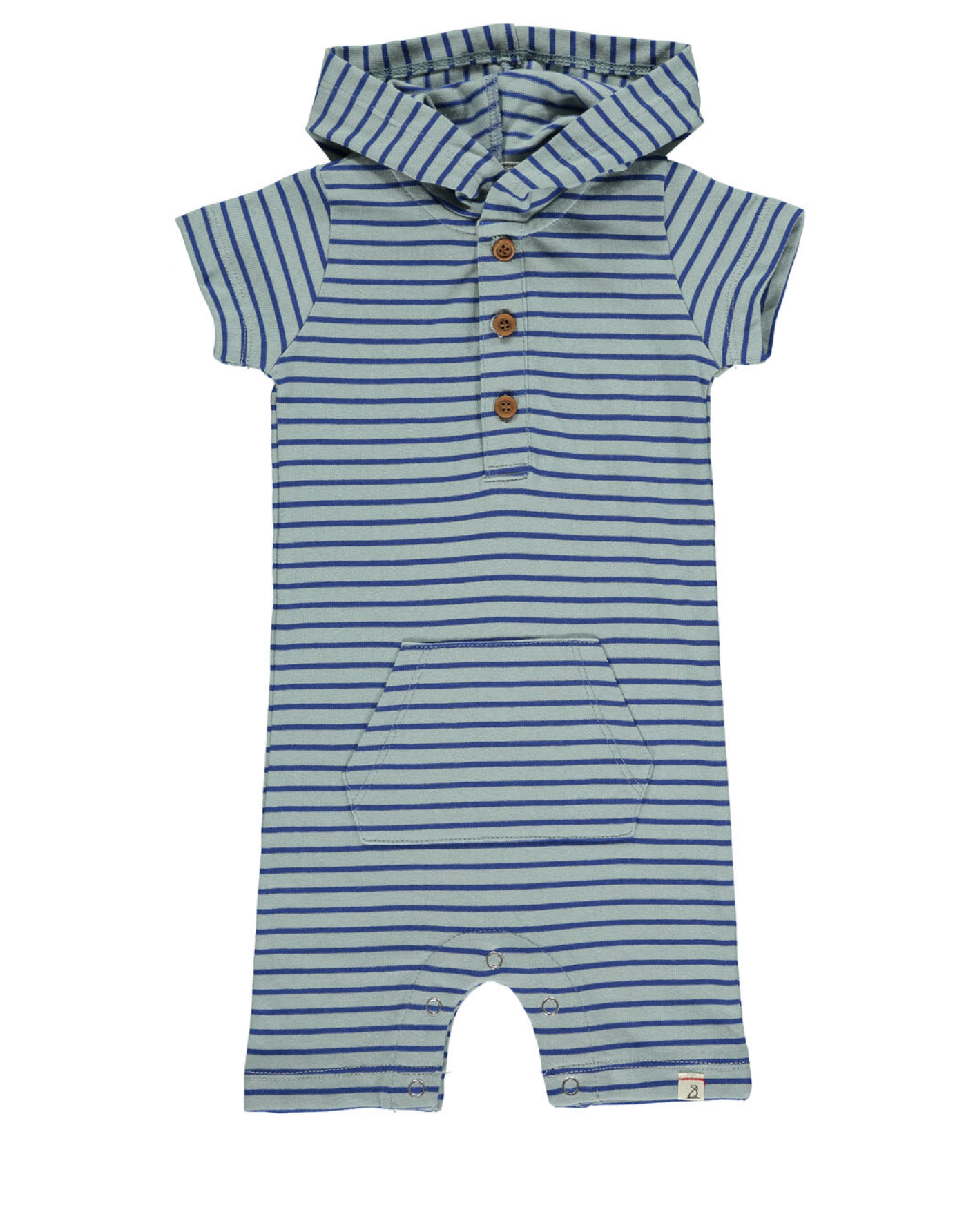 Charlie Grey/Royal Stripe Hooded Romper