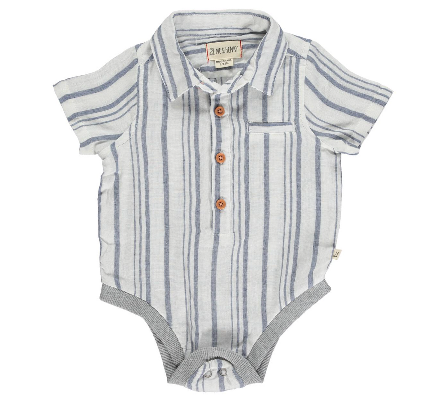 Helford Blue/White Stripe Woven Onesie