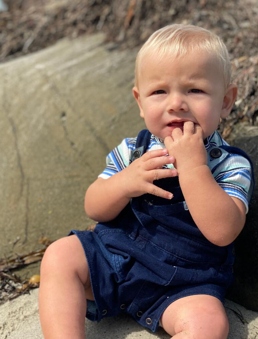 Jonty Navy Denim Effect Shortie Overalls