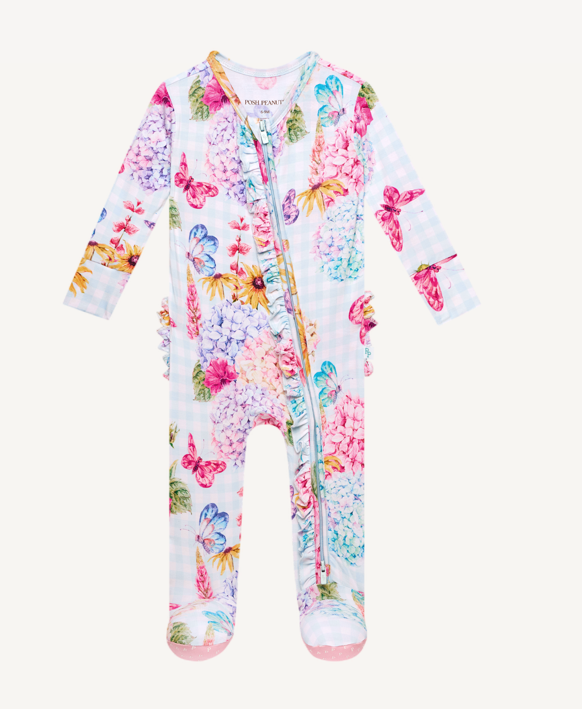 Posh Peanut Nicolette Footie Ruffled Zippered One Piece