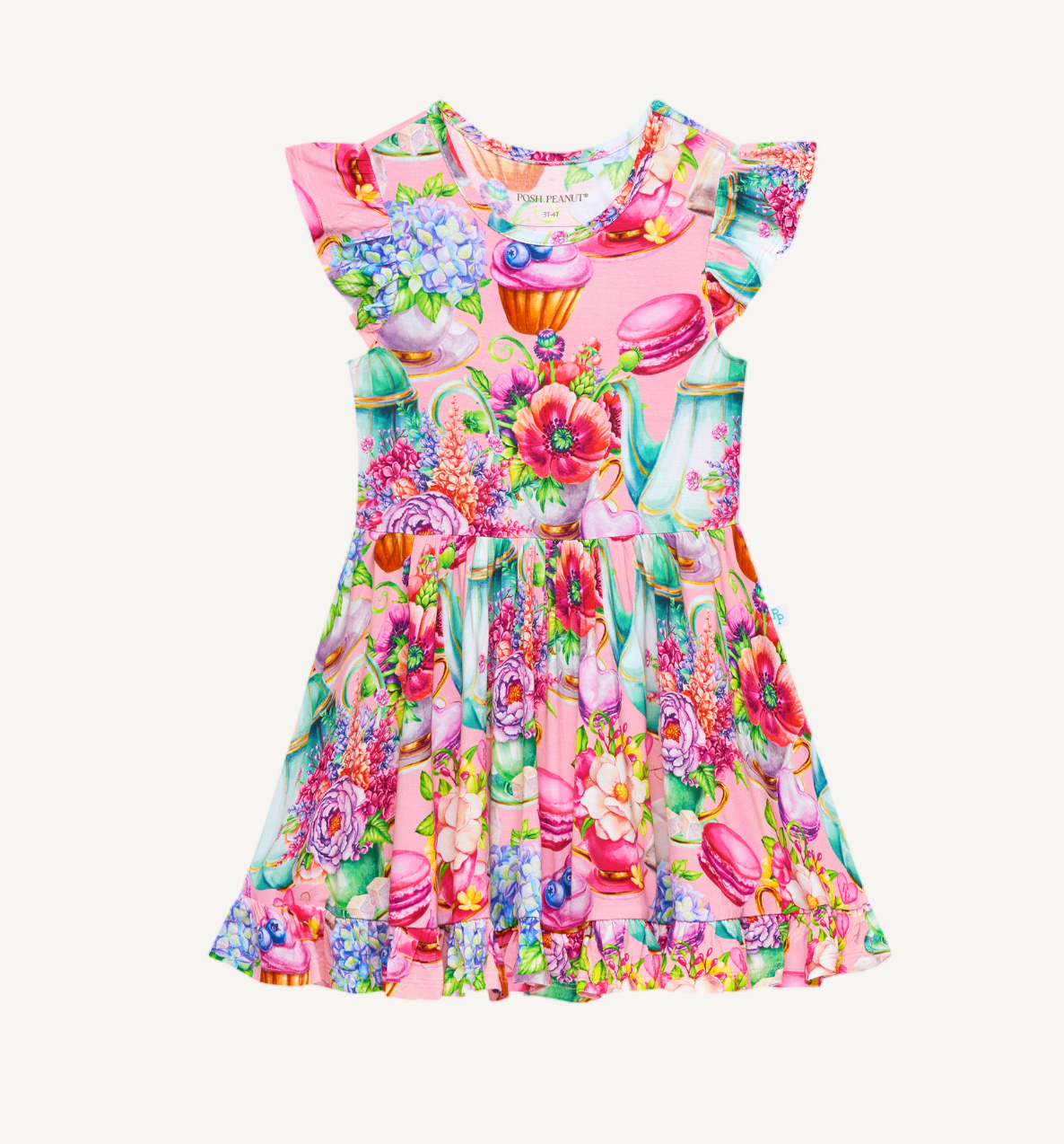 Posh Peanut Elizabeth Cap Sleeve Ruffled Twirl Dress