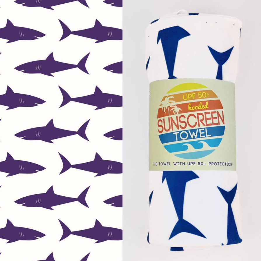 UPF 50+ Sunscreen Towel Sharks