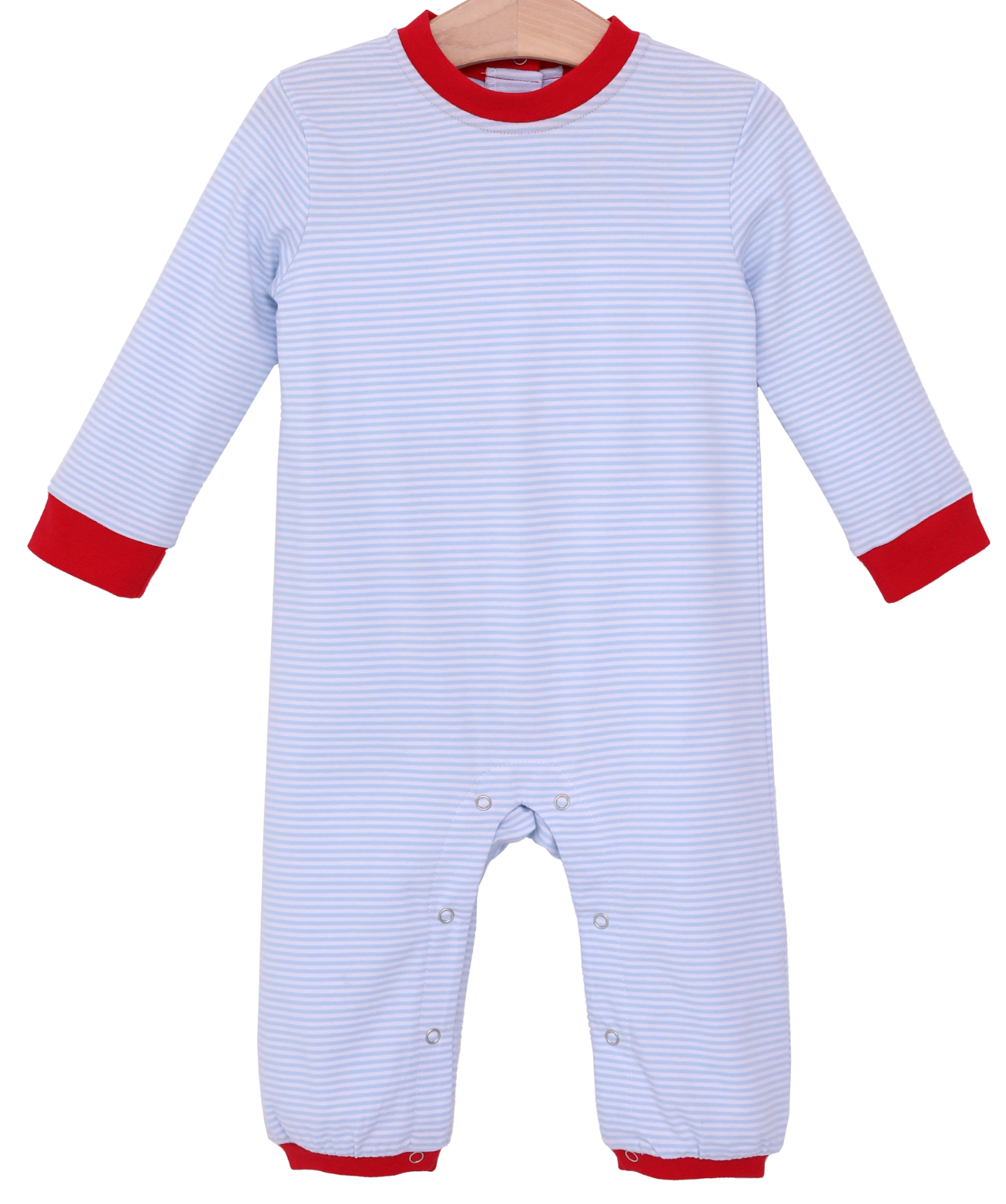 TSK Miller Romper- Light Blue Stripe/Red