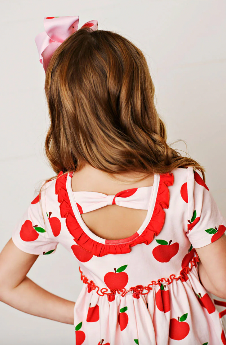 SB Apple & Bow Pocket Embroidery Dress