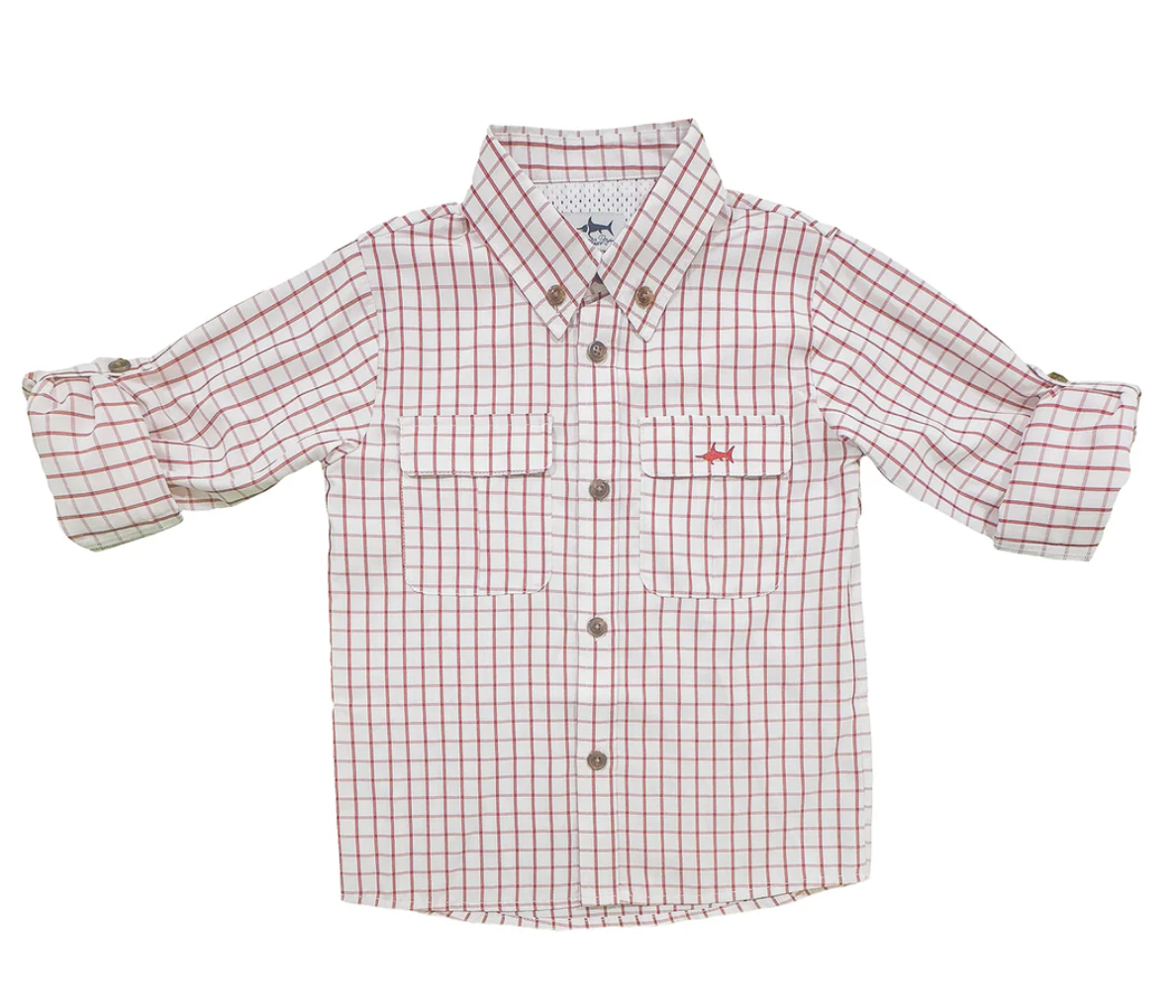 SWB Flagler Fishing Shirt White/Red Plaid