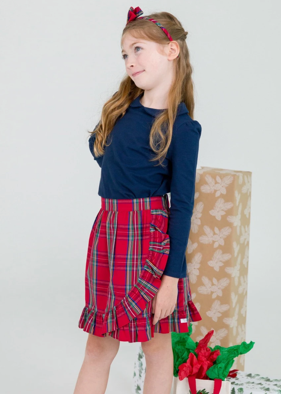 Tis the Season Plaid Ruffle Wrap Skirt