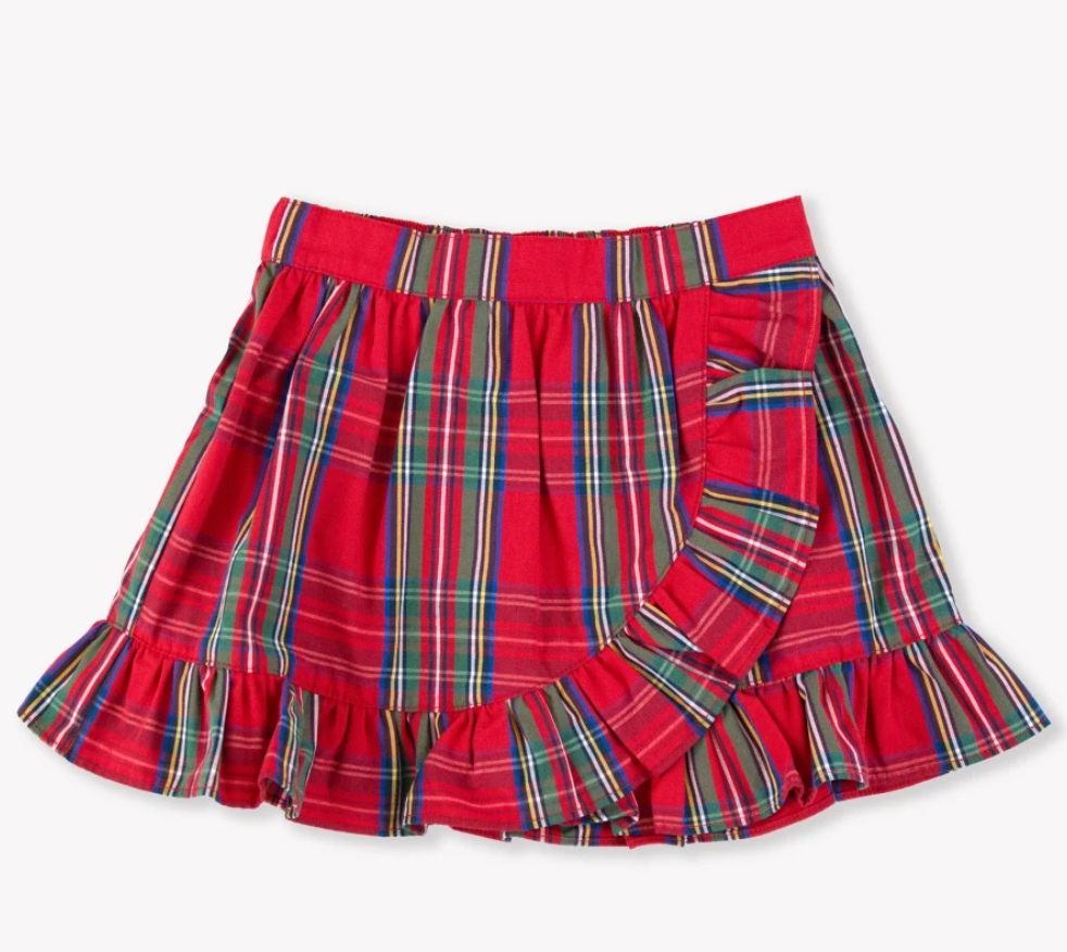 Tis the Season Plaid Ruffle Wrap Skirt