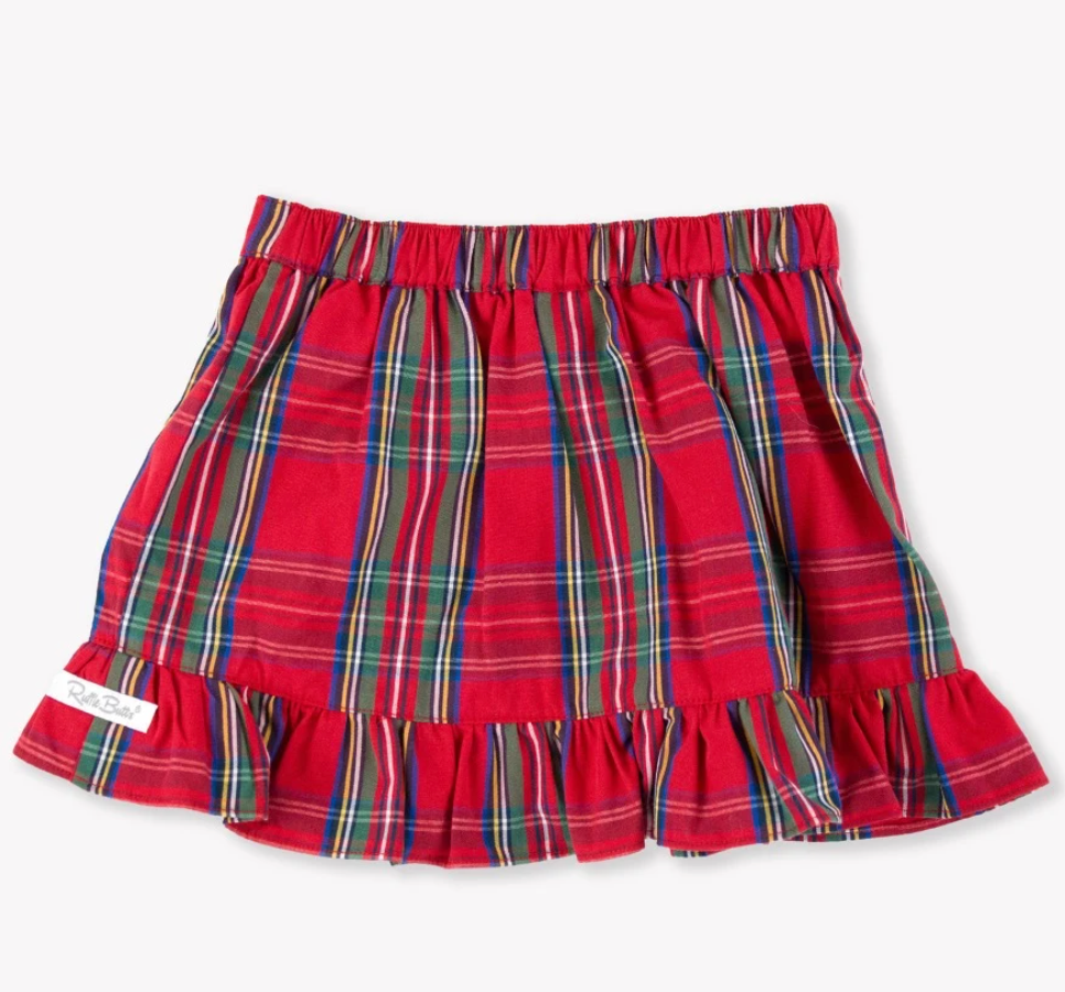 Tis the Season Plaid Ruffle Wrap Skirt