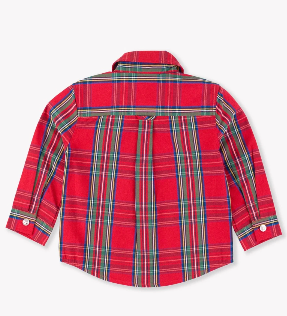 Tis the Season Plaid LS Button Down Shirt