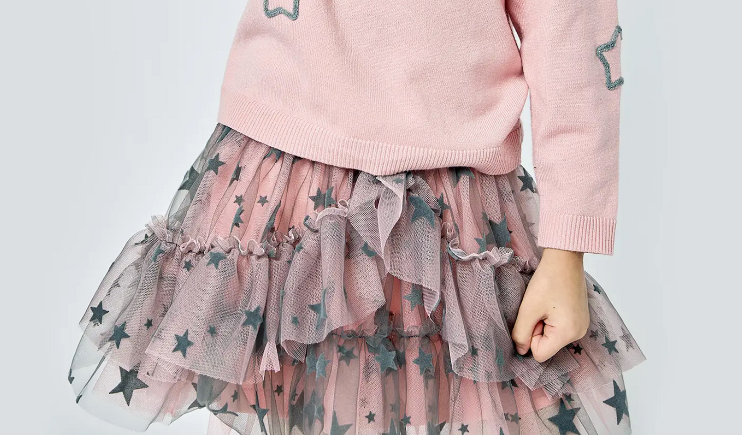 Star Mesh TuTu Skirt Grey