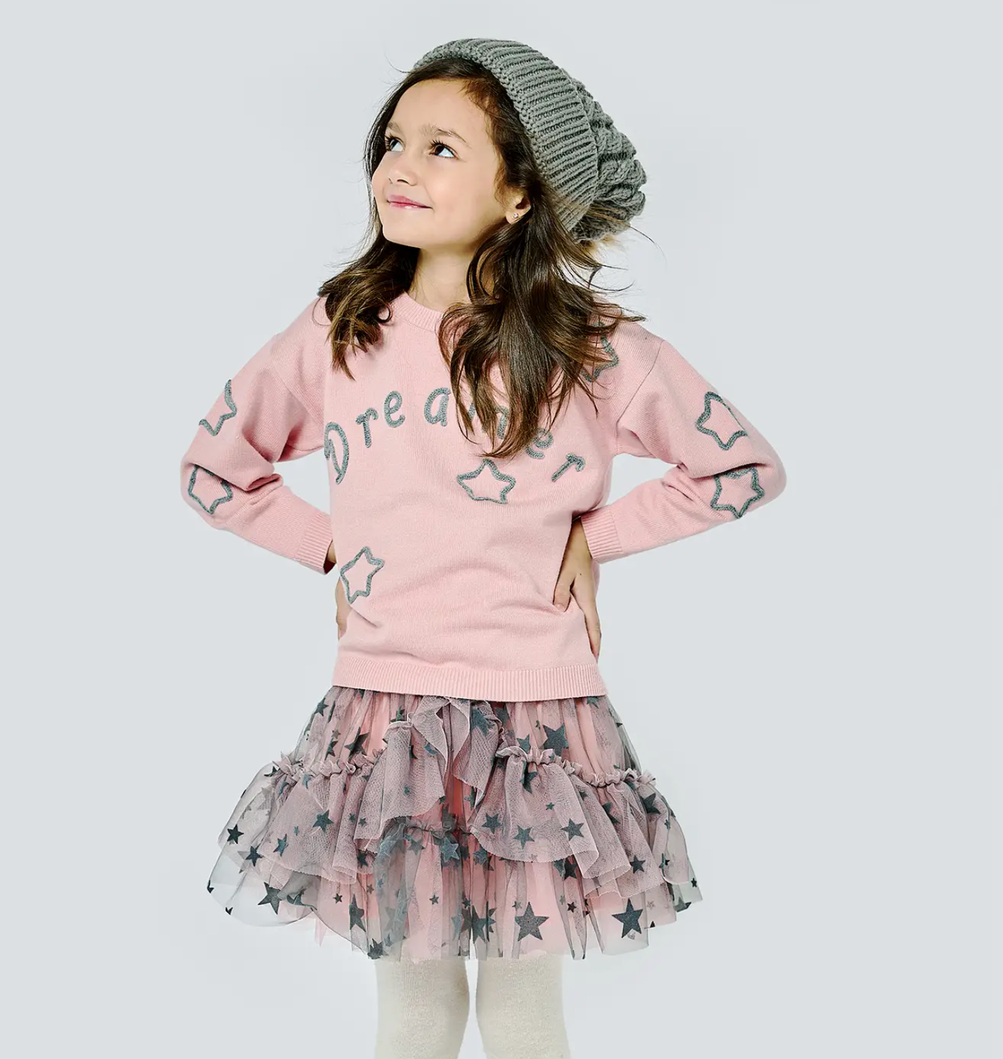 Star Mesh TuTu Skirt Grey