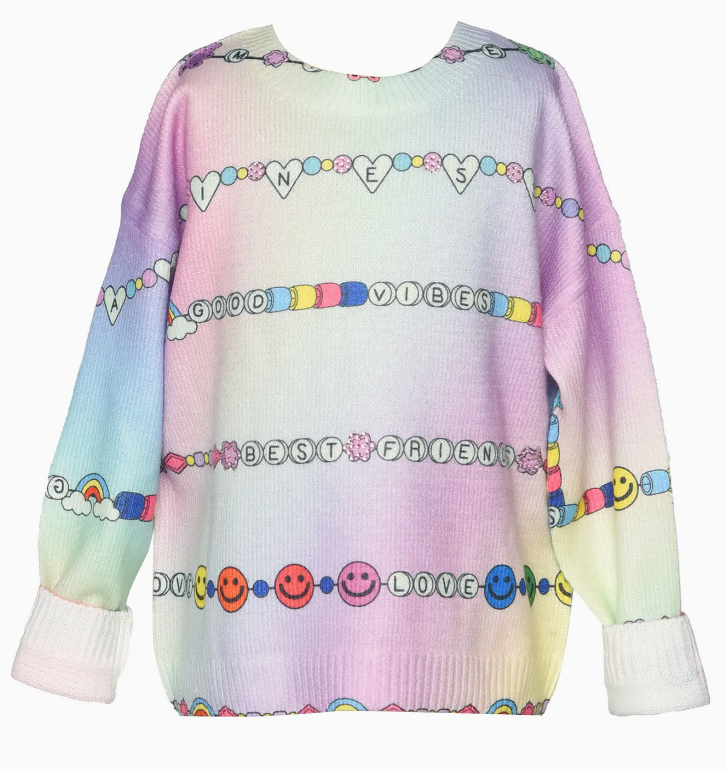 Friendship Bracelet Print Sweater Top