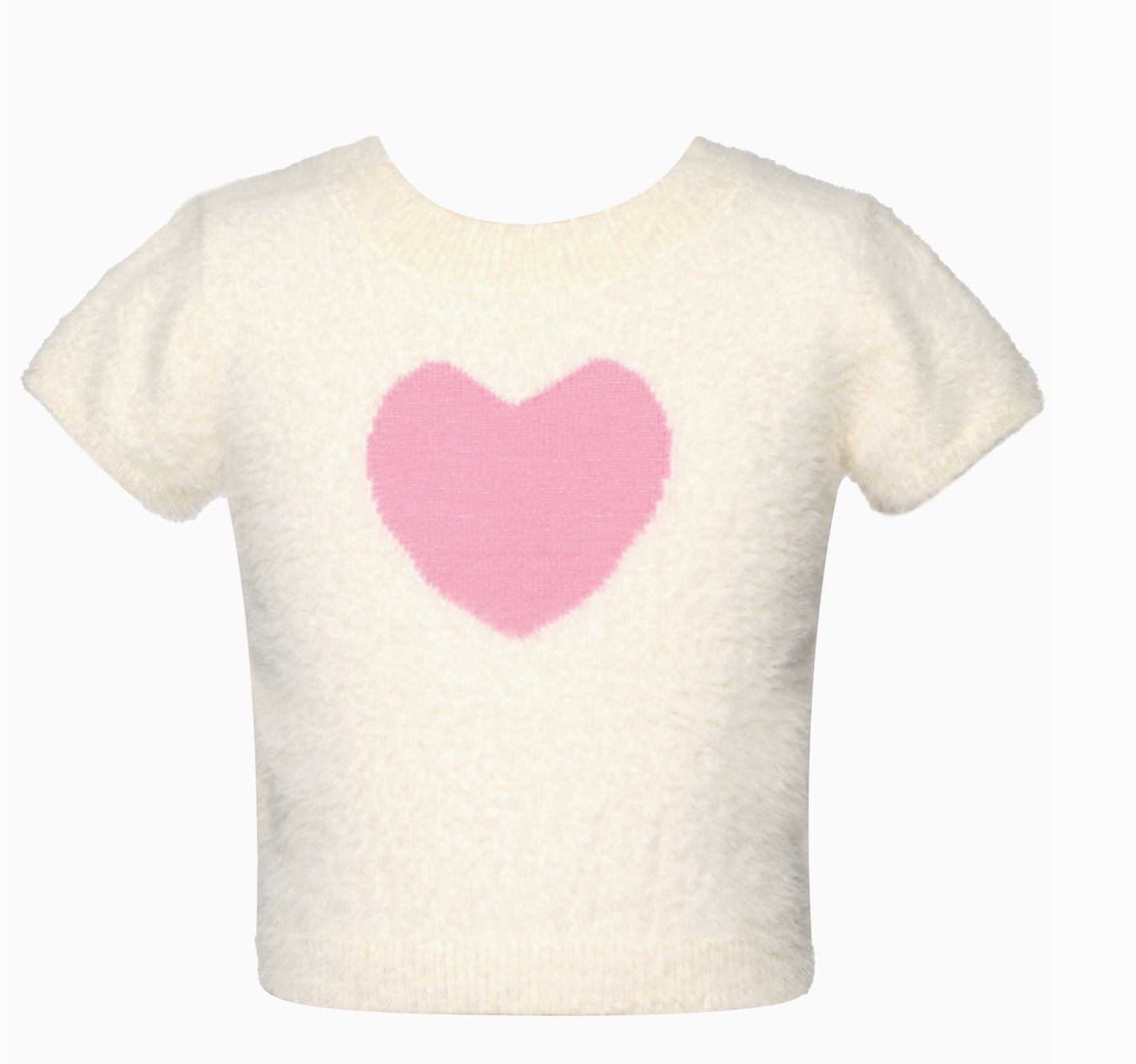 Ivory Heart Fuzzy Sweater