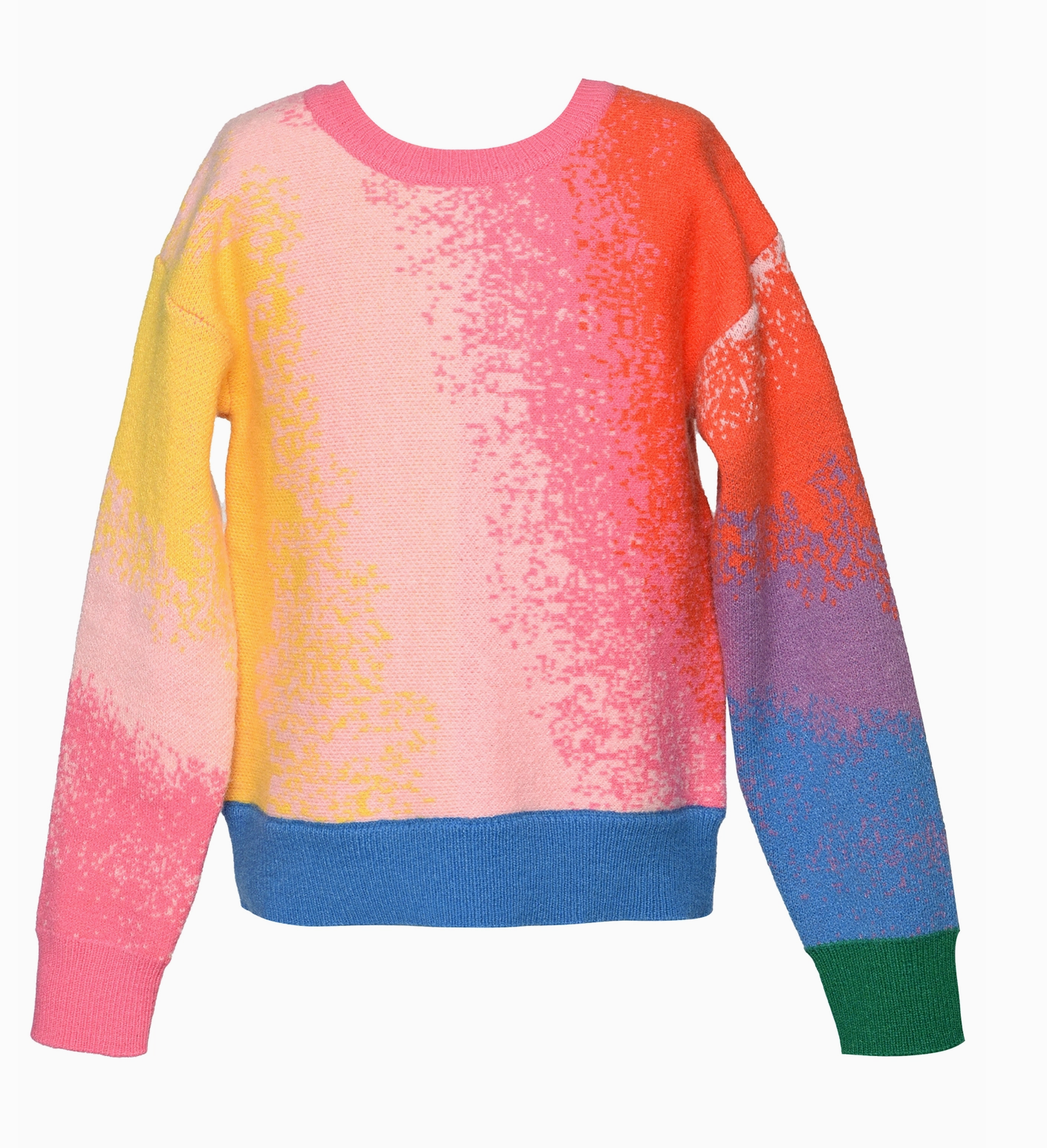 Pink Multi Rainbow Color Block Sweater