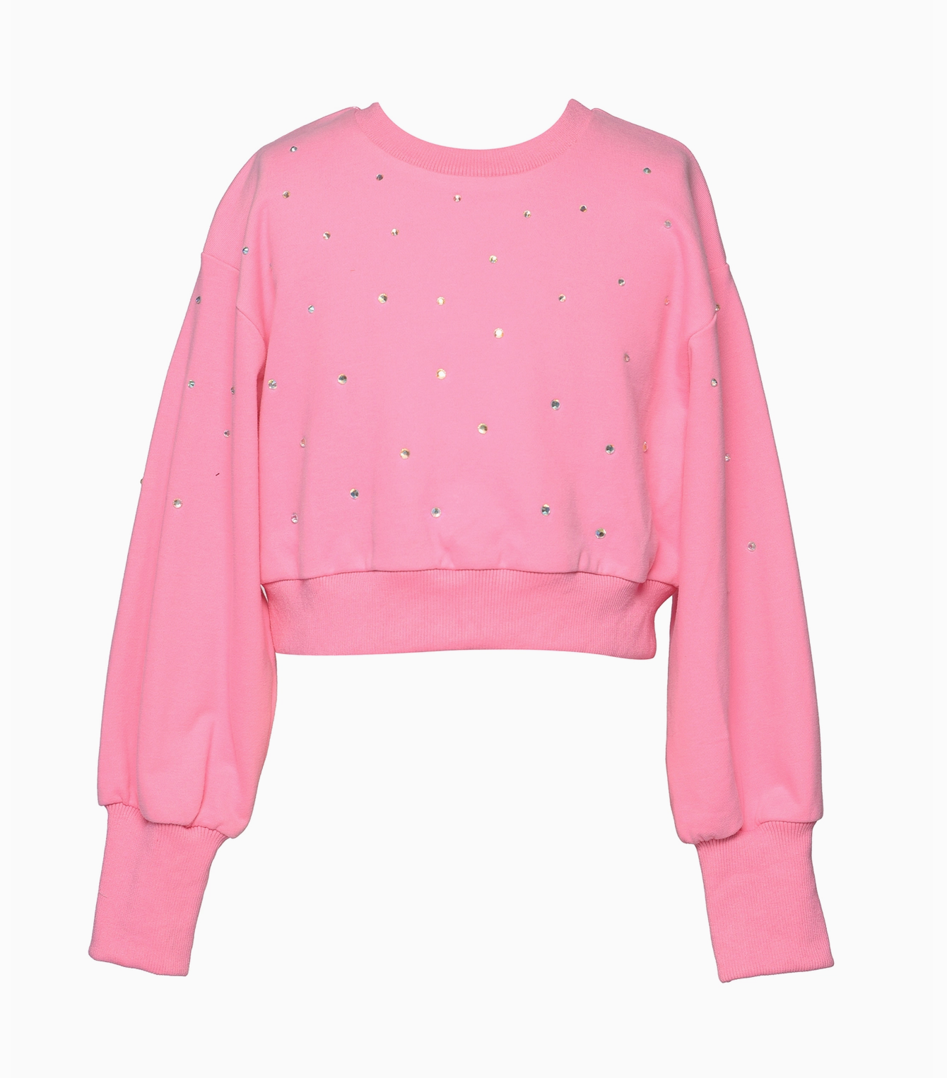 Pink Rhinestone Trimmed L/S Sweatshirt