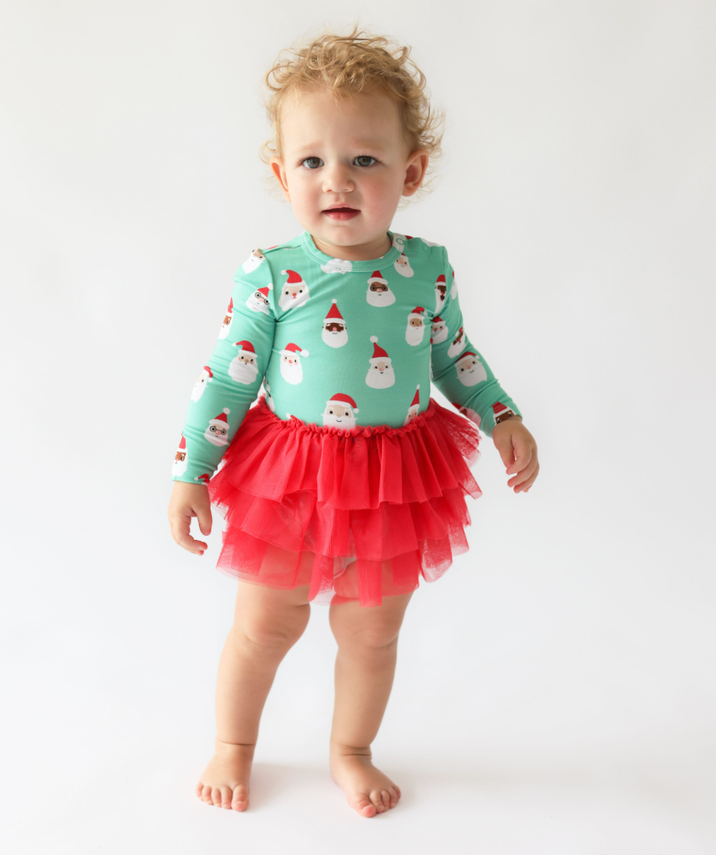 Posh Peanut Santa Medley Long Sleeve Tulle Skirt Bodysuit