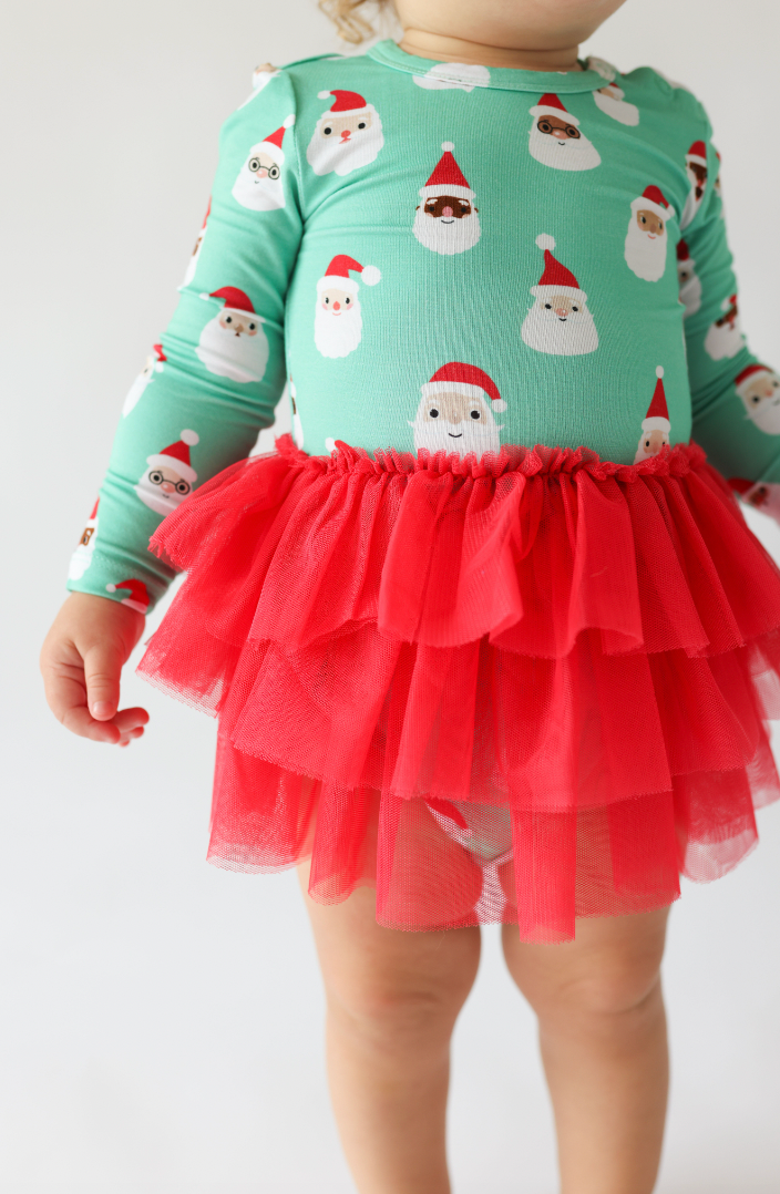 Posh Peanut Santa Medley Long Sleeve Tulle Skirt Bodysuit